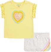 Calvin Klein Girls 2 Pieces Pale Banana Short Set Size 4, 5, 6, 6X