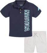 Nautica Sets KHQ Boys 2 Pieces Navy Blazer Polo Short Set Size 2T, 3T, 4T