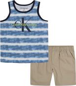 Calvin Klein Boys 2 Pieces Tank Short Set Blue Horizon Size 4, 5, 6, 7