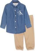 Calvin Klein Baby Boys 2 Pieces Blue Khaki Pant Set Size 12M, 18M, 24M