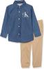 Calvin Klein Baby Boys 2 Pieces Denim Khaki Pant Set Size 8, 10, 12