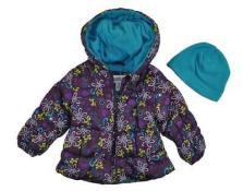 London Fog Infant Girls Purple Floral Coat W/Blue Hat Size 12M 18M 24M $70