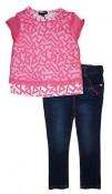Diesel Toddler Girls Pink & White Top 2pc Denim Pant Set Size 2T 3T 4T $59