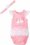 Baby Headquarters Infant Girls Pink Bodysuit W/Headband Size 3/6M 