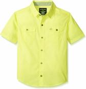 Calvin Klein Boys S/S Yellow Woven Shirt Size 5 $37