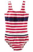 Osh Kosh Girls Red & White Striped Two Piece Tankini Swimsuit Size 7