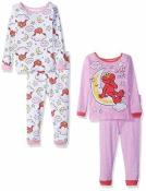 Sesame Street Toddler Girl Elmo L/S Four-Piece Pajama Pant Set Size 2T 3T 4T