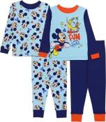 Mickey Mouse Toddler Boys 4pc Long Sleeve Pajama Pant Set Size 2T 3T 4T 