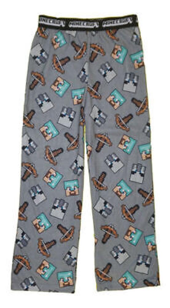 Minecraft Boys Grey Printed Pajama Pant Size 4/5 6/8 10/12 14/16