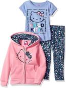 Hello Kitty Toddler Girls Pink 3-Piece Hoodie & Legging Set Size 3T, 4T