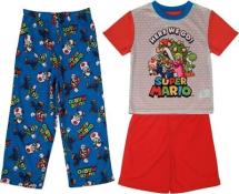 SUPER MARIO Boys S/S Here We Go 3pc Pajama Set Size 4 6 8 10