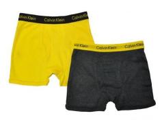 Calvin Klein Boys Charcoal & Yellow 2pk Boxer Briefs Size 4/5 6/7 8/10