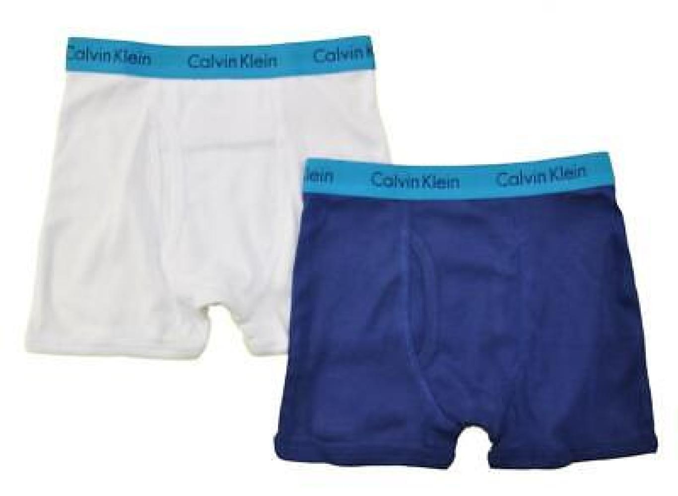 Calvin Klein Boys White Blue 2 Pack Boxer Briefs Size 4 5 6 7 8