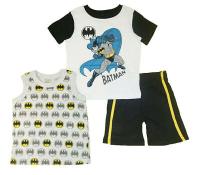 Batman Toddler Boys S/S White & Black Top 3pc Short Set Size 2T 3T 4T