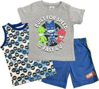 PJ Masks Boys' 3 Piece Short Set Grey Size 2T, 3T, 4T, 4, 5, 6, 7 Toddler Kids