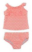 Carter's Infant Girls Peach & White Polka Dot 2pc Tankini Swimsuit Size 24M