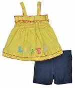 Beverly Hills Polo Club Infant Girls Yellow Top 2pc Short Set Size 6/9M $20