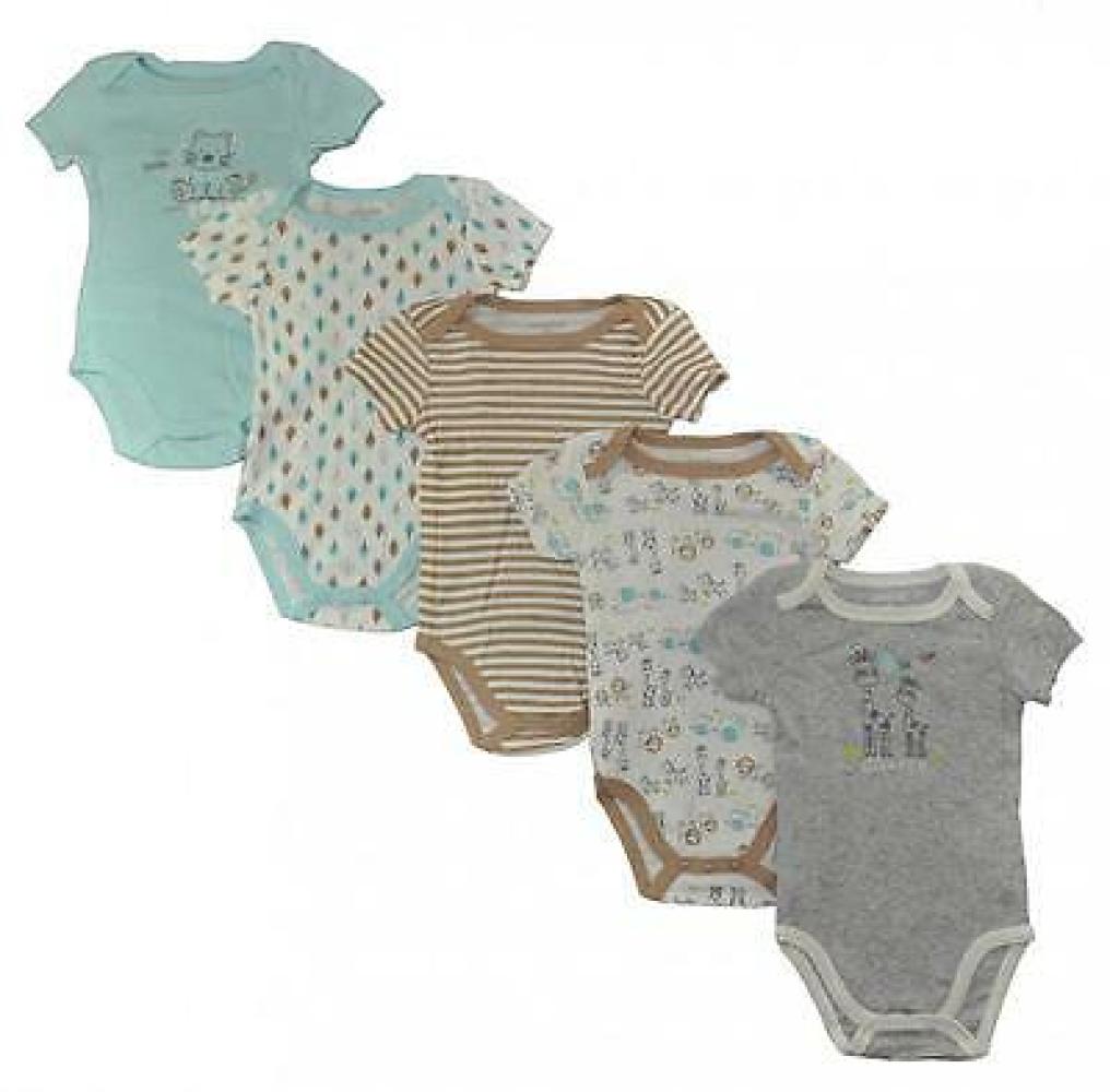 Absorba Infant Boys Giraffe 5pc S/S Bodysuits Size 0/3M 3/6M 6/9M $32