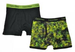 Calvin Klein Boys Lime & Black 2 Pack Boxer Briefs Size 4/5 6/7 8/10 12/14 16/18