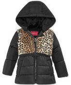 London Fog Girls Black Leopard Chest Outerwear Coat Size 4 5/6 6X