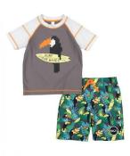 Skechers Infant Boys Gray Two-Piece Rashguard Swim Set Size 12M 18M 24M