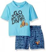 Kiko & Max Infant Boys Blue Two-Piece Rashguard Swim Set Size 3/6M 6/9M