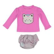 Kiko & Max Infant Girls Pink Cat 2pc Rashguard Swim Set Size S M L