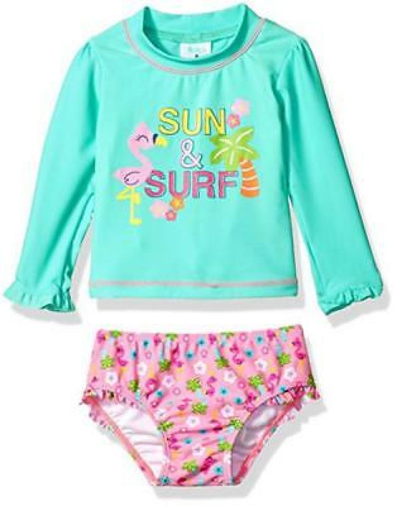 Kiko & Max Girls Turquoise Rashguard Swim Set Size 2T 3T 4T 4 5 6 6X