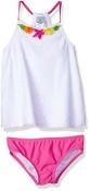 Kiko & Max Infant Girls White & Fuchsia Two-PieceTankini Swimsuit Size 3/6M 6/9M
