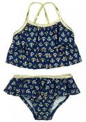 Kiko & Max Toddler Girls Navy & Gold Bikini Swimsuit Size 2T 3T 4T