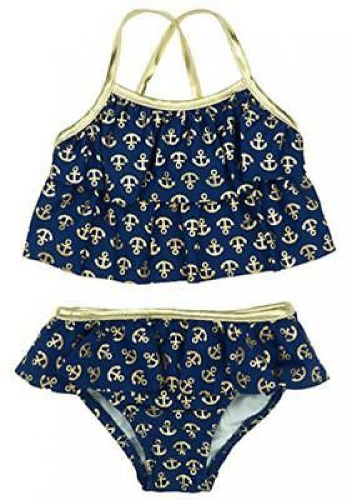 Kiko & Max Toddler Girls Navy & Gold Bikini Swimsuit Size 2T 3T 4T