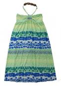 Chillipop Girls Blue & Green Printed Halter Dress Size 4 5/6