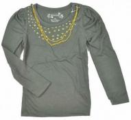 Dream Star Girls L/S Olive Green Studded Top W/Necklace Size 5 $24