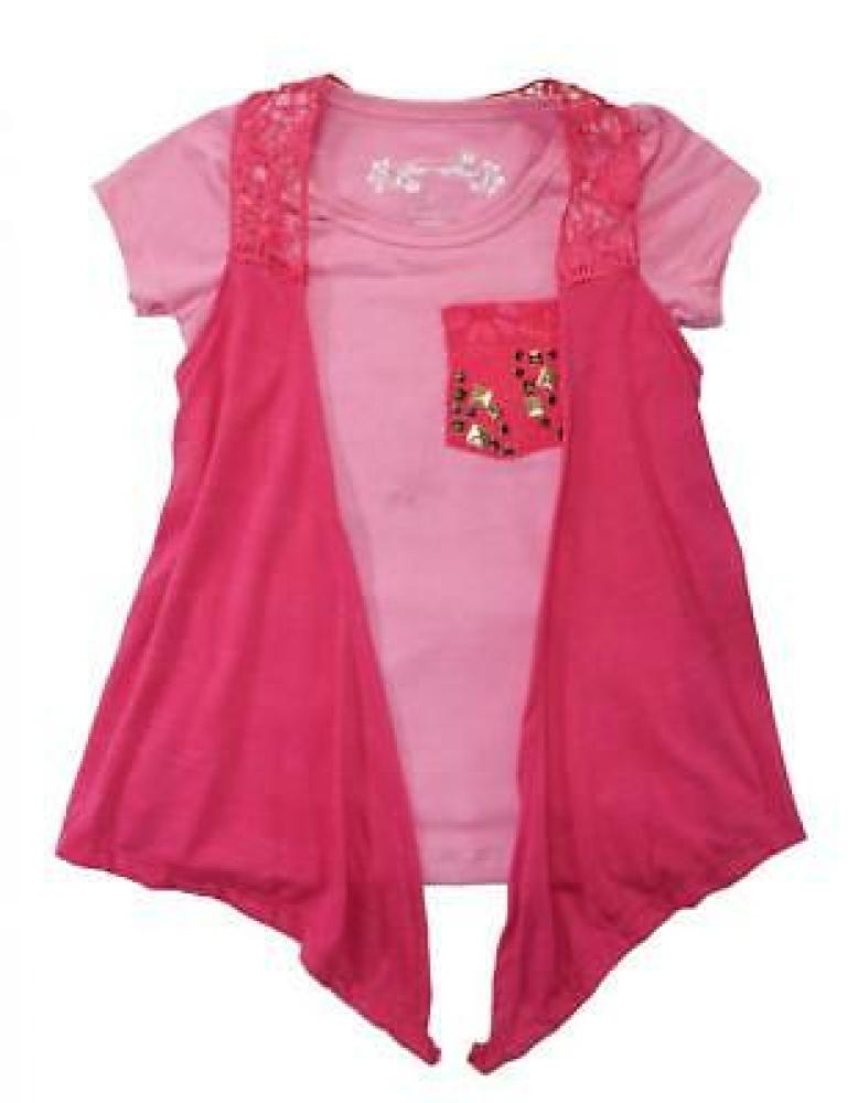 Dream Star Girls Fuchsia & Pink Cat Crocheted Top Size 5 $24