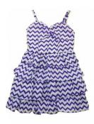 Chillipop Girls White & Purple Printed Tier Ruffled Dress Size 4 5/6 6X