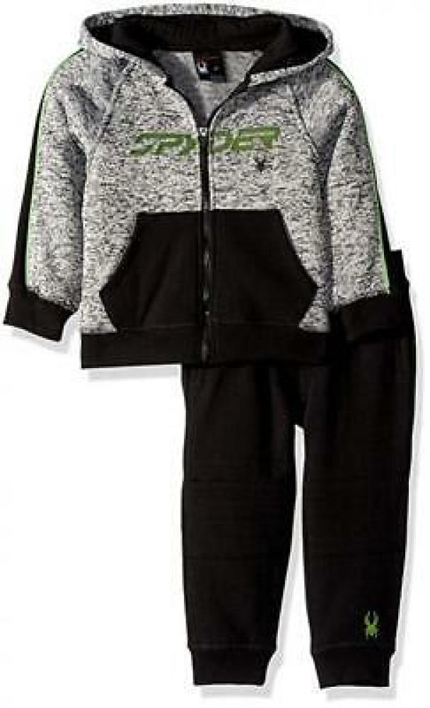 Spyder Infant Boys Gray & Black 2pc Fleece Sweatsuit Size 12M 18M 24M $50