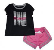 Diesel Girls Black & Pink 2pc Pajama Short Set Size 4 5 6 6X 7 8/10 12 14/16