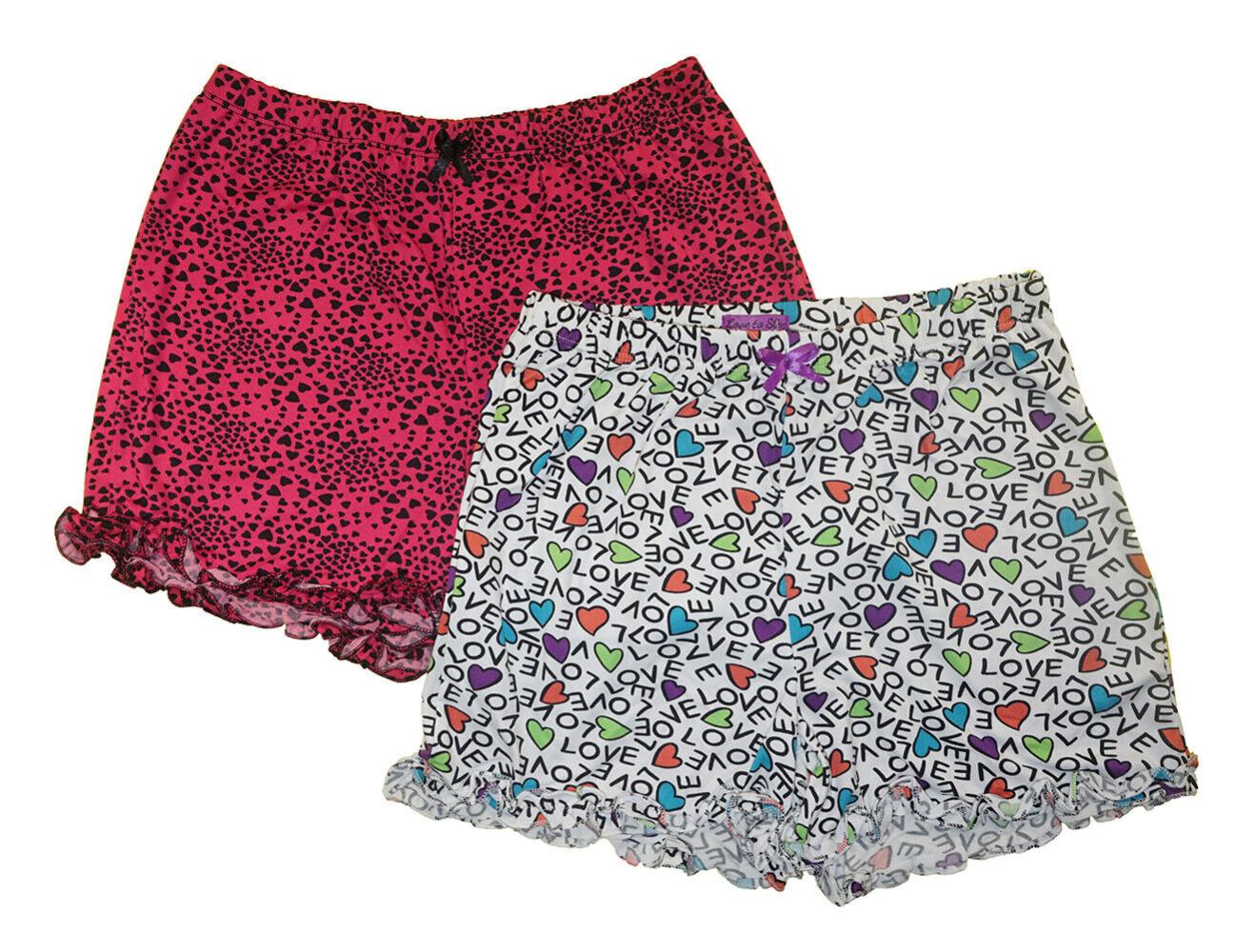 Love To Sleep Women's Love/Heart Print 2 Pack Pajama Shorts Size S M L XL