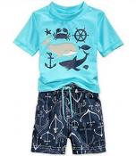 Carter's Infant Boys Blue Whale 2pc Rashguard Swim Set Size 12M