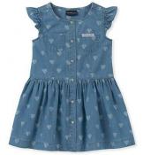 Calvin Klein Girls Medium Blue Wash Printed Denim Dress Size 4 5 6 6X $55