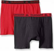 Quiksilver Boys Red & Charcoal 2pk Solid Boxer Briefs Size 4/5 6/7 $18