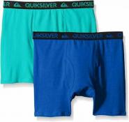 Quiksilver Boys Blue & Teal 2pk Solid Boxer Briefs Size 4/5 6/7 $18