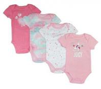 Juicy Couture Infant Girls Unicorn 4 Pack Bodysuits Size 0/3M 3/6M 6/9M $48