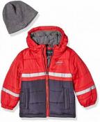 London Fog Toddler Boys Red & Navy Puffer Jacket W/Beenie Size 3T