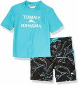 Tommy Bahama Boys S/S Turquoise 2pc Rashguard Set Size 2T 3T 4T 4 5 6 7