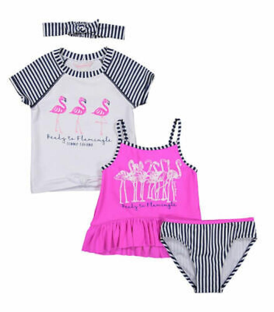Tommy Bahama Girls Flamingo 4Pc Rashguard Set Size 2T 3T 4 5 6 6X