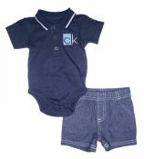 Calvin Klein Infant Boys S/S Navy Bodysuit 2pc Short Set Size 0/3M 3/6M 6/9M $50