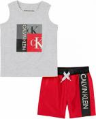 Calvin Klein Boys Gray & Red 2pc Board Short Set Size 2T 3T 4T 4 5 6 7
