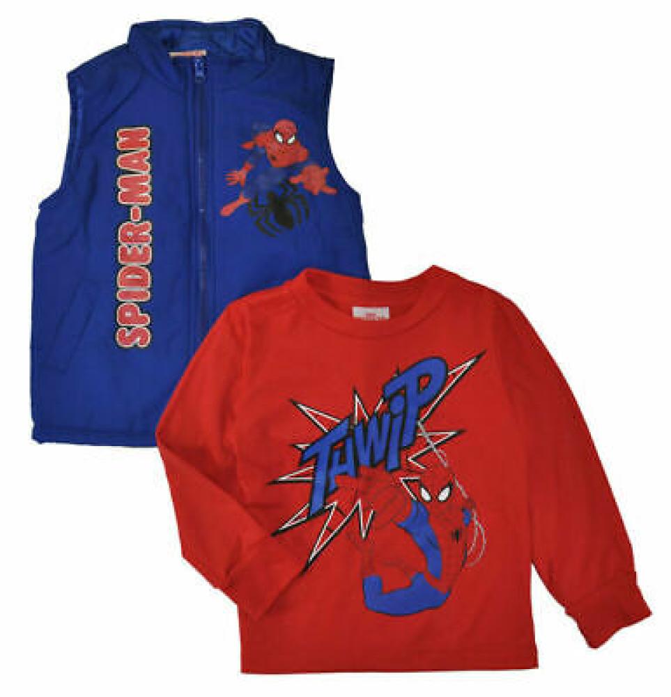 Marvel Toddler Boys Spider-Man Vest & L/S Top Set Size 2T 3T 