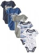 Calvin Klein Infant Boys 5pc Blue & Gray Bodysuit Set Size 0/3M 3/6M 6/9M $42